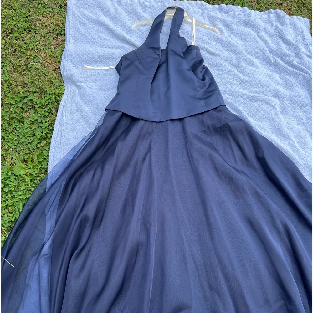 Long Dress, navy Blue.  Holter top style.